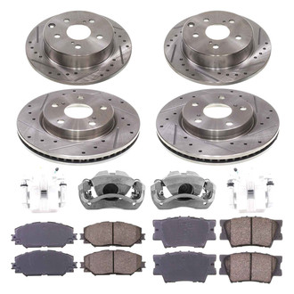 Callahan Brake Parts® - Drilled and Slotted Front and Rear Brake Kit with Calipers