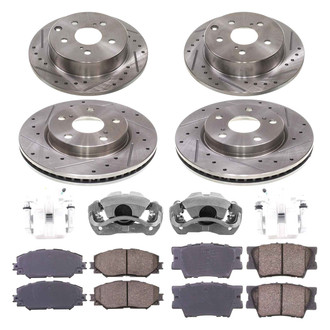 Callahan Brake Parts® - Drilled and Slotted Front and Rear Brake Kit with Calipers