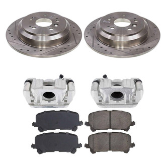 Callahan Brake Parts® - Drilled and Slotted Rear Brake Kit with Calipers