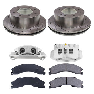 Callahan Brake Parts® - Drilled and Slotted Rear Brake Kit with Calipers