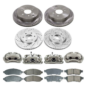 Callahan Brake Parts® - Drilled and Slotted Front and Rear Brake Kit with Calipers