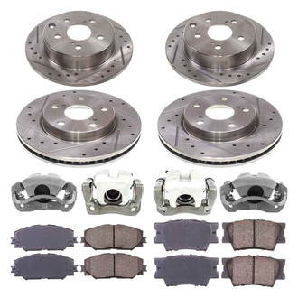Callahan Brake Parts® - Drilled and Slotted Front and Rear Brake Kit with Calipers