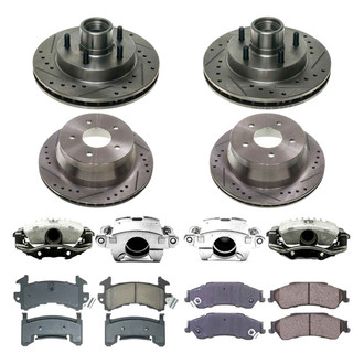 Callahan Brake Parts® - Drilled and Slotted Front and Rear Brake Kit with Calipers