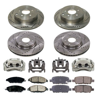 Callahan Brake Parts® - Drilled and Slotted Front and Rear Brake Kit with Calipers