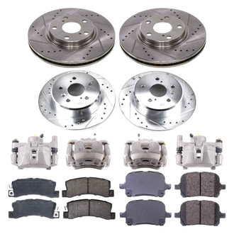 Callahan Brake Parts® - Drilled and Slotted Front and Rear Brake Kit with Calipers