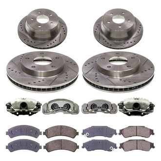 Callahan Brake Parts® - Drilled and Slotted Front and Rear Brake Kit with Calipers