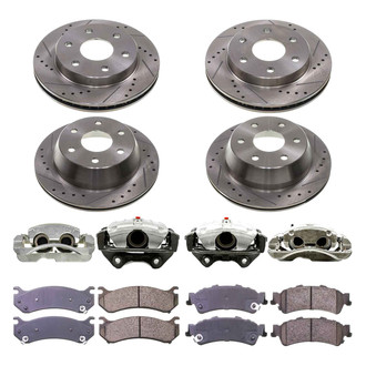 Callahan Brake Parts® - Drilled and Slotted Front and Rear Brake Kit with Calipers