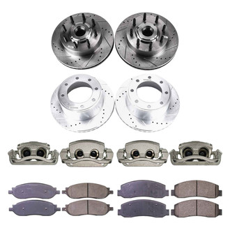 Callahan Brake Parts® - Drilled and Slotted Front and Rear Brake Kit with Calipers
