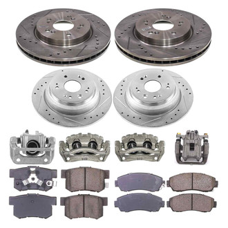 Callahan Brake Parts® - Drilled and Slotted Front and Rear Brake Kit with Calipers