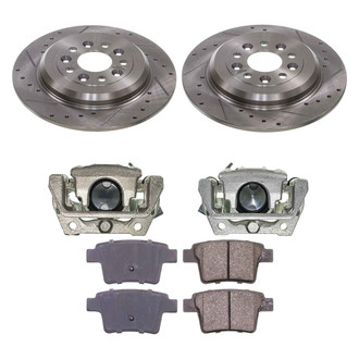 Callahan Brake Parts® - Drilled and Slotted Rear Brake Kit with Calipers