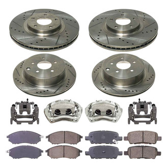 Callahan Brake Parts® - Drilled and Slotted Front and Rear Brake Kit with Calipers
