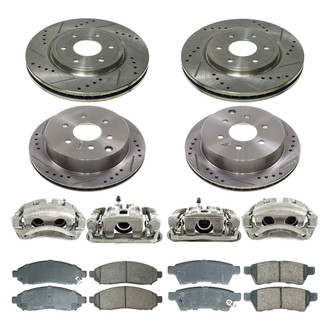 Callahan Brake Parts® - Drilled and Slotted Front and Rear Brake Kit with Calipers
