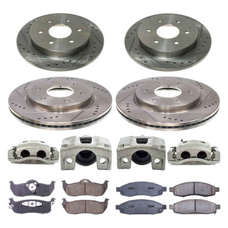 Callahan Brake Parts® - Drilled and Slotted Front and Rear Brake Kit with Calipers
