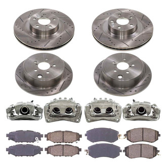 Callahan Brake Parts® - Drilled and Slotted Front and Rear Brake Kit with Calipers