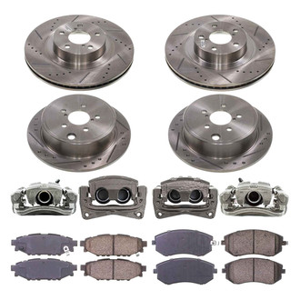 Callahan Brake Parts® - Drilled and Slotted Front and Rear Brake Kit with Calipers