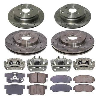 Callahan Brake Parts® - Drilled and Slotted Front and Rear Brake Kit with Calipers