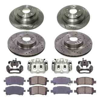 Callahan Brake Parts® - Drilled and Slotted Front and Rear Brake Kit with Calipers