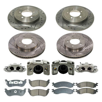 Callahan Brake Parts® - Drilled and Slotted Front and Rear Brake Kit with Calipers