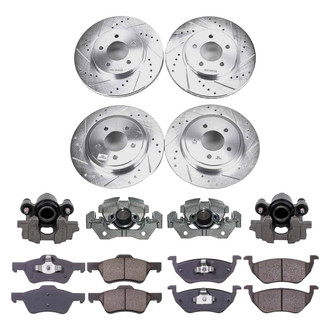Callahan Brake Parts® - Drilled and Slotted Front and Rear Brake Kit with Calipers