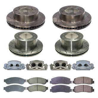 Callahan Brake Parts® - Drilled and Slotted Front and Rear Brake Kit with Calipers
