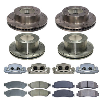 Callahan Brake Parts® - Drilled and Slotted Front and Rear Brake Kit with Calipers