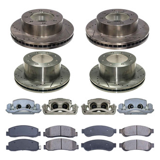 Callahan Brake Parts® - Drilled and Slotted Front and Rear Brake Kit with Calipers