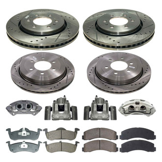 Callahan Brake Parts® - Drilled and Slotted Front and Rear Brake Kit with Calipers