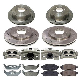 Callahan Brake Parts® - Drilled and Slotted Front and Rear Brake Kit with Calipers