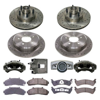 Callahan Brake Parts® - Drilled and Slotted Front and Rear Brake Kit with Calipers