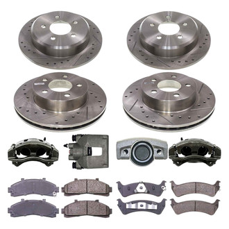 Callahan Brake Parts® - Drilled and Slotted Front and Rear Brake Kit with Calipers