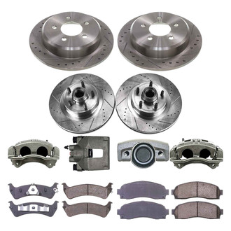 Callahan Brake Parts® - Drilled and Slotted Front and Rear Brake Kit with Calipers
