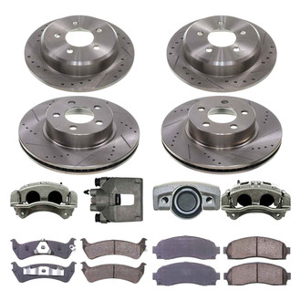 Callahan Brake Parts® - Drilled and Slotted Front and Rear Brake Kit with Calipers