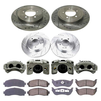 Callahan Brake Parts® - Drilled and Slotted Front and Rear Brake Kit with Calipers