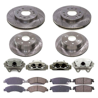 Callahan Brake Parts® - Drilled and Slotted Front and Rear Brake Kit with Calipers
