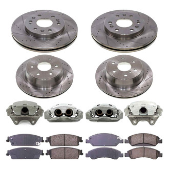 Callahan Brake Parts® - Drilled and Slotted Front and Rear Brake Kit with Calipers