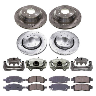 Callahan Brake Parts® - Drilled and Slotted Front and Rear Brake Kit with Calipers