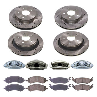 Callahan Brake Parts® - Drilled and Slotted Front and Rear Brake Kit with Calipers