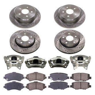 Callahan Brake Parts® - Drilled and Slotted Front and Rear Brake Kit with Calipers