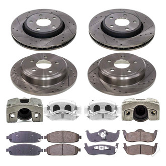 Callahan Brake Parts® - Drilled and Slotted Front and Rear Brake Kit with Calipers
