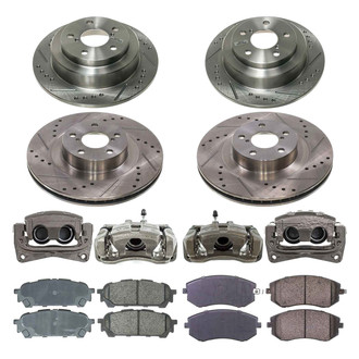 Callahan Brake Parts® - Drilled and Slotted Front and Rear Brake Kit with Calipers
