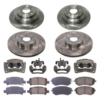 Callahan Brake Parts® - Drilled and Slotted Front and Rear Brake Kit with Calipers