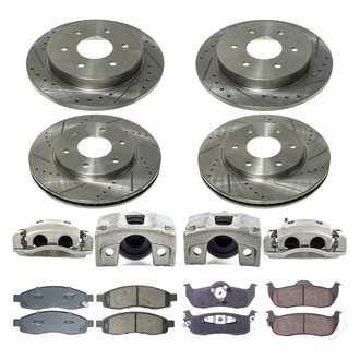 Callahan Brake Parts® - Drilled and Slotted Front and Rear Brake Kit with Calipers