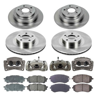 Callahan Brake Parts® - Plain Front and Rear Brake Kit with Calipers