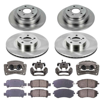 Callahan Brake Parts® - Plain Front and Rear Brake Kit with Calipers