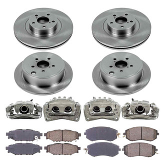 Callahan Brake Parts® - Plain Front and Rear Brake Kit with Calipers