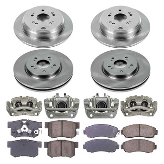 Callahan Brake Parts® - Plain Front and Rear Brake Kit with Calipers