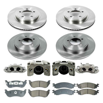 Callahan Brake Parts® - Plain Front and Rear Brake Kit with Calipers