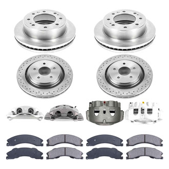 Callahan Brake Parts® - Plain Front and Rear Brake Kit with Calipers