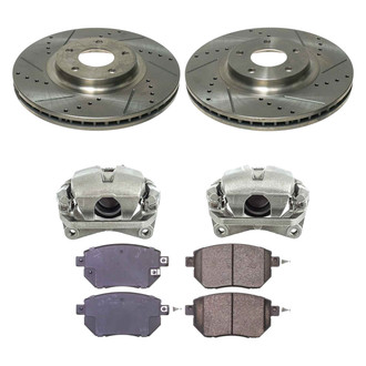 Callahan Brake Parts® - Drilled and Slotted Front Brake Kit with Calipers