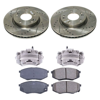 Callahan Brake Parts® - Drilled and Slotted Front Brake Kit with Calipers